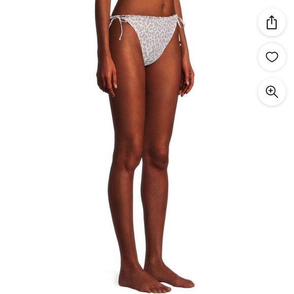 XOXO Women’s Gray And Cream Cheetah Print String Bikini Bottoms, Size M, NWT - Picture 3 of 9